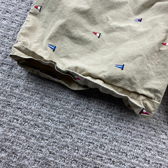 Tommy Hilfiger Khaki Shorts Men 44 Brown Short Chino Pants All Over Embroidered - Picture 7 of 16